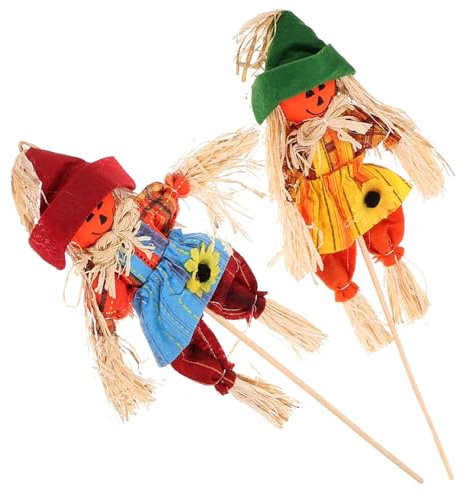 DIKACA 2st Vogelscheuche Blumenarrangement Verzierungen Für Halloween Veranda Fallen Halloween-dekor Vogelscheuche Pickt Herbstdeko Requisiten Blumendekoration Die Stoff Stroh