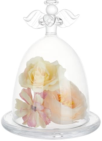 PH PandaHall Ange Présentoir Cloche Cloche en Verre avec Base Ange en Prière Bouteilles en Verre Dôme Pots Décoratifs Vitrine pour Plantes à Fleurs Maison Décoration de Fête de Noël, 11x12.8cm