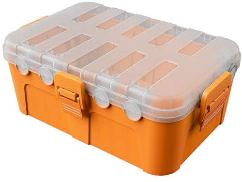 RESTMO Large Outdoor Electrical Box with Transparent Lid, IP54 Waterproof Box with Clear Cover, Weatherproof Extension Cord Cover for Photocell Light Sensor Timer, Power Strip, Outlet, Plug, Orange