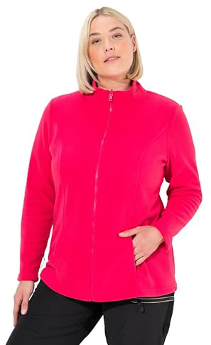 Ulla Popken Giacca in pile da donna, taglie forti, taglie forti, sistema di costruzione, giacca interna, colletto alto, Magenta, 50-52