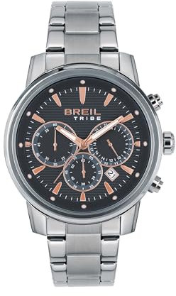 Breil Uhr Herren Caliber Ziffernblatt GRAU Bewegung Chrono Quartz e Bracelet Stahl Silber EW0729