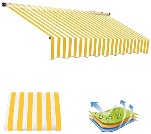 Markisenstoff Markise Markisenbespannung Ersatzstoff Sonnenschutz Markisenbespannung Ersatzstoff mit Volant Markisentuch Ersatz-Bezug for Markise Ersatz-Markisenstoff, Markisevolant for Markise(Yellow