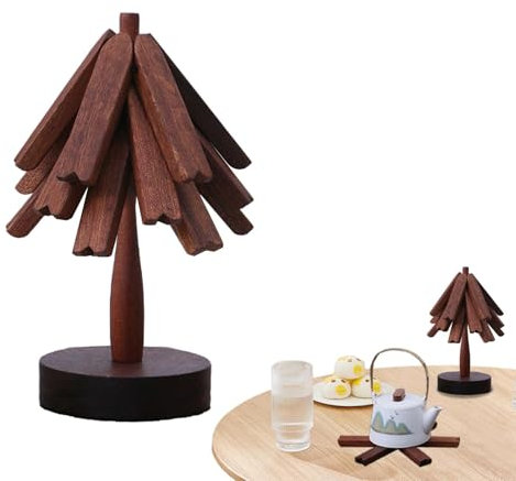 Klappbarer Untersetzer aus , Topfuntersetzer, hitzebeständiger Holzuntersetzer, Küchendekoration, faltbares Tischmatten-Set für heiße Gerichte/Topf/Schale/Teekanne