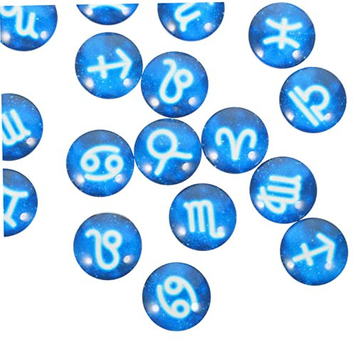 BELLIFFY 20st Sternbild-glaspatch 3d-edelstein-cabochons Tierkreisanhänger Für Die Schmuckherstellung Bastelt Cabochons Sternzeichen Perlen Flatback-dome-cabochons Muster-cabochons Blue