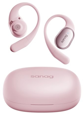 SANAG C16S Bluetooth Sport Kopfhörer, Bluetooth 5.3 Kopfhörer, 56H Wiedergabe, IPX4, HiFi Wireless Stereo, mit High-Definition Noise-Cancelling Mikrofon, Rosa