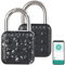 Xcase Bügel-Vorhängeschloss: 2er-Set Metall-Vorhängeschlösser, Zahlencode, App, Bluetooth 5, IP67 (Vorhängeschloss eetterfest, Keller-Schloss Bluetooth, Fahrradschloss)