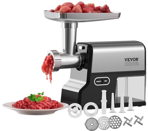 VEVOR - Meat Grinder, 4lbs/Minimum Capacity for Electric Meat Grinder with Blade, Grinding Plate, Sausage Maker, Kubbe Kit, Stainless Steel Meat Grinder for Home Kitchen