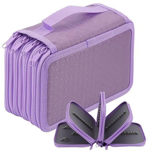 Astuccio con 72 Scomparti Grande Capacità, 4 Strati Astuccio Portapenne Scuola Organizer, Porta Matite Sacchetto Borsa Organizzatore con Cerniera per Studenti Staff Ufficio Artisti (viola)