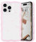 L-FADNUT Bow Case for iPhone 15 Pro, Curly Wavy Frame Cute Girly Bow Ribbon Pretty Phone Case, Soft Wave Clear Slim Silicone Shockproof Anti-scratch Cover for Women Girl, Big Heart
