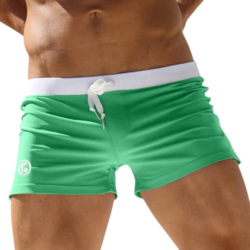 Oanviso Maillot de Bain Serrés pour Hommes avec Poche Zippe Boxer Trunks Shorts Shorts de Sports Nautiques avec Cordon de Serrage Classiques Couleur Unie Surf Shorts Swimpants
