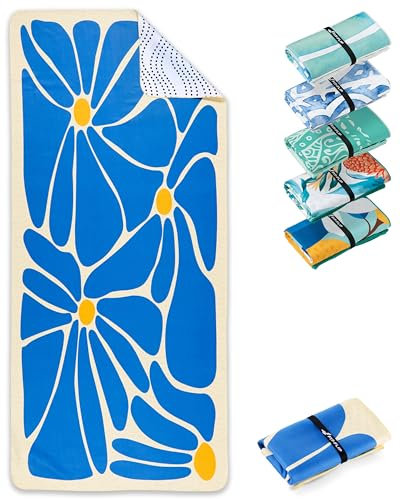 Fit-Flip Strandtuch XXL - Mikrofaser Badetuch - Strandtücher leicht und schnelltrocknend - 100% recyceltes Mikrofaser Handtuch - Strandhandtuch zum Baden (Groovy Flowers 200x90cm)