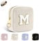 Personalisierte Kosmetiktasche Kleine Make up Tasche Cord Schminktasche Damen Tragbare Reise-Kulturbeutel für Toilettenartikel Organizer Personalisierte Initialen Geburtstag für Mädchen Beige M