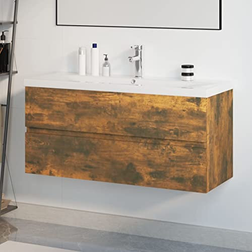 Xichuzi Mueble de baño con Lavabo Madera contrachapada Roble Ahumado, Mueble Bajo Lavabo, Armario Bajo Lavabo 3152888