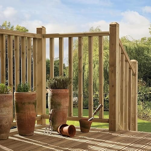 Pack of 4 x Square Handrail Newel Post (85mm x 85mm x 1.2m), Pressure Treated, Garden Handrails