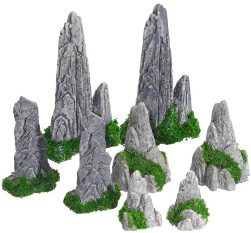 DOITOOL Mini-Steingartendekoration, Zen-Gartenzubehör, Miniatur-Zen-Dekoration, Miniatur-Berg- -Landschaftsdekoration, Bonsai-Ornament, Blumentopf, Terrarium-Dekoration, 8 Stück