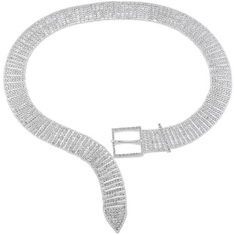 Faletony Mode Glitzer Strassgürtel Damen Eleganter Taillengürtel Taillenkette Kettengürtel Silber Hüftkette Dekorativer Kleidgürtel Taillengürtel Damen