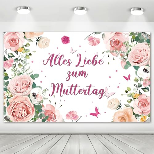 Muttertag Hintergrund Banner, 110 x 180cm Alles Liebe Zum Muttertag Party Backdrop Dekoration, Rosa Muttertags Banner Partyzubehör, für Muttertag Party Drinnen und Draußen Dekor