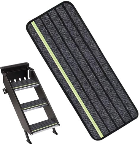zwxqe Stufenmatten für Wohnmobile, Wohnmobile, Treppenstufen, 19 x 49 cm, selbstklebende Teppich-Pads, staubdichte leuchtende Matten, stabiles Outdoor-Zubehör für Zuhause, Deck, Garage, Reisen, LKW