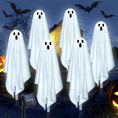 Fohil Halloween-Solarlampen für Garten, 6 Stück deko, LED, 8 Modi, Wasserdicht, Halloween-Dekoration