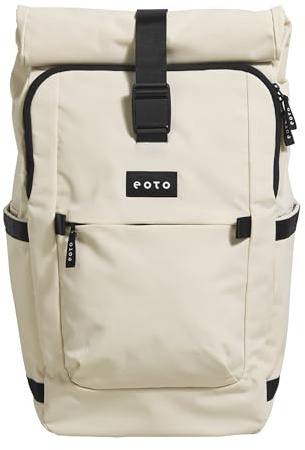 eoto Rucksack TALL41 Creme beige Roll Top, ergonomisch, Damen, Herren, 41 L | 48HRS Backpack Rolltop für Freizeit, Uni, Arbeit und super als Reiserucksack – dein neuer Begleiter!
