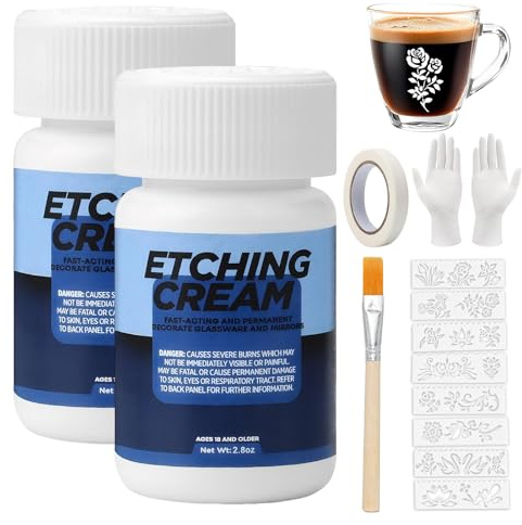 Ätzpaste für Glas,160g Glas Ätzpaste Glass Etching Paste Erstellen Sie Eine Mattierte Textur für DIY Kreationen, Etch Decor, Milchglastüren und fenster, Kunstwerke, Lampenschirme, Weingläser