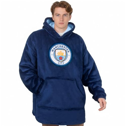 MANCHESTER CITY Adults Oversized Hoodie Blanket Sherpa Fleece Official Gift