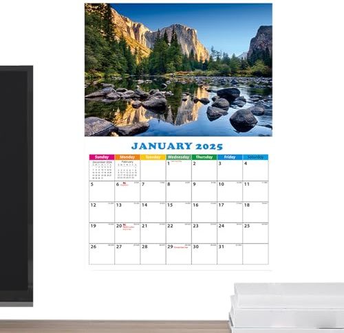 Wandkalender Landschaft - Monatlicher Wandkalender - Dickes Papier Januar 2025 - Dezember 2025 Landschaft Monatsplaner Jahresplan | Querformat Tages- und Jahresplaner Januar - Dezember für L
