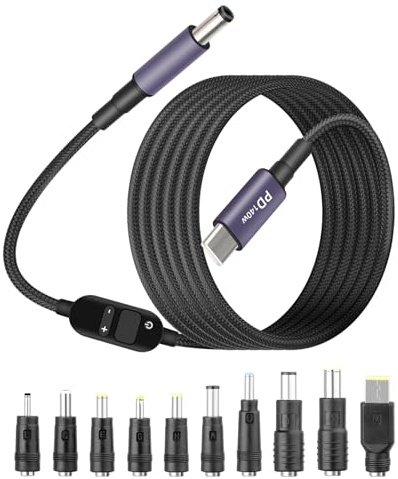 GELRHONR Cavo di Alimentazione 140W da USB C a DC PD con 10 Connettori, 5V/9V/12V/15V/20V/28V compatibile con Laptop