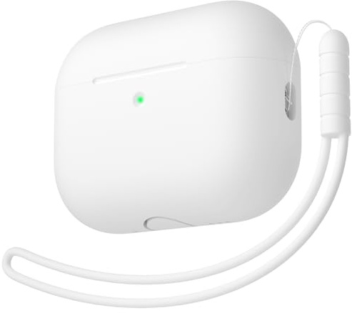 KOKOKA Silikonhülle Kompatibel mit AirPods Pro 3. Generation Hülle Case, Vollschutz, Weiches Silikon Schutzhülle Case für AirPods Pro 3 mit Silikonschlüsselband, Front-LED Sichtbar, Weiß