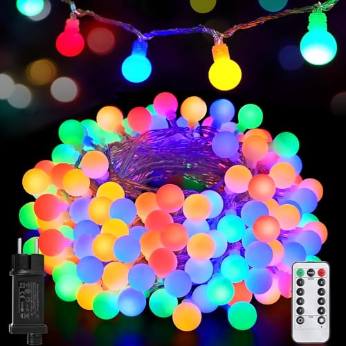 Taechalingo Kugel Lichterkette,15M 100LED Bunte Kugeln Lichterketten,Partylichterkette mit Stecker für Innen und Außen,Outdoor Strom Lichterketten mit 8 Modi und Timer Funktion,für Zimmer