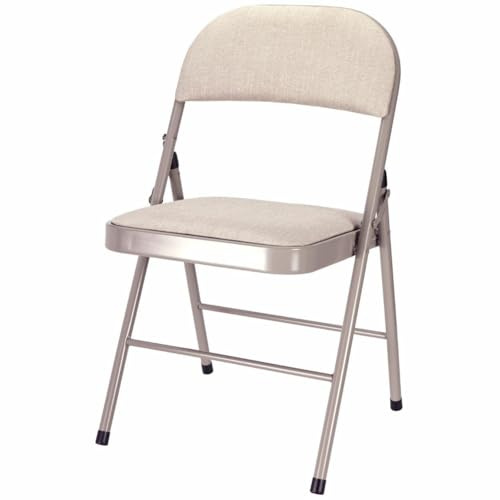 HowHomely Stuhl Klappstuhl klappbar Polsterstuhl Faltstuhl Metall beige gepolstert Küchenstuhl Besucherstuhl faltbar platzsparend bequem