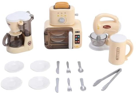 Juego de Cocina para niños, Juguete de simulación con microondas, tostadora y cafetera, más de 6 Mini electrodomésticos para Montaje de Bricolaje, Juguetes de Cocina para niñas y niños de 6 años en a