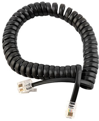 sourcing map Telephone Handset Cord, RJ9 4P4C Phone Handset Jack Cords for Landline, 35cm Spiral Coiled Telephone Extension Wire Extension Cable Line for Home Office, Black Plastic