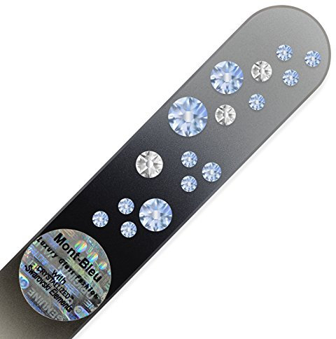 Mont Bleu Handgefertigte Glasnagelfeile von Hand dekoriert mit crystals from Swarovski - Tschechische Kristallnagelfeile - Echtem gehärteten Glas