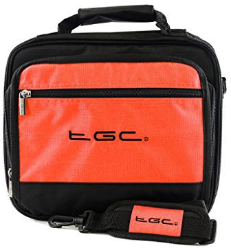 Somertek 12 inch Portable DVD Player Twin Compartment Case Bag by TGC ® (Black & Hot Orange)
