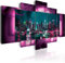B&D XXL - Wandbilder XXL New York 225x112cm 5 tlg - Wand Deko Leinwand Bilder Groß Wanddeko Wohnzimmer Schlafzimmer Kunstdrucke - City USA Perlen Abstrakt violett 051477