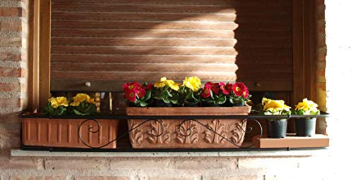 CROMADOS MODERNOS CM Garden - Balconcillo para Macetas, Balconcillo para Plantas, Portamacetas Ventana, Modelo Clásico Extensible 140-200 cm, Negro Forja