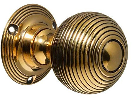 EUROART Reeded Mortice Door Knobs in Various Finishes (Polished Brass)