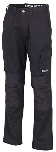 JCB - Mens Work Trousers - Cargo Trouser Men - Essential Workwear Trousers - Black - Size 36