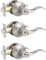 Probrico 3 Pack Entry Door Knob with Key Stainless Steel Exterior Door Handle Wave Security Front Door Lock Set Satin Nickel