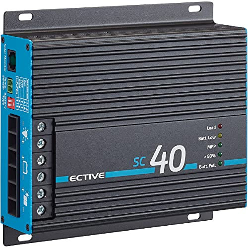 ECTIVE MPPT- Laderegler SC 40- 12/24V, 40A, 480/960Wp, 50V, Temperatursensor, PV Überlastungs- Überspannungsschutz-Solarregler, Ladegerät Controller, Solarkonverter, Solar Panel Regulator