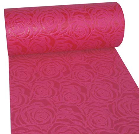 Dekoflor Tischband Tischläufer Tischdeko einzigartiges Rosen Design (Wasserfest, Lotuseffekt, samtige Oberfläche, 5 m Rolle, 30 cm Breite, 100% Nylon), Pink