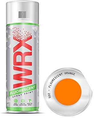 WRX Spray Paint - Fluorescent Orange - 400 ml Quality Brilliant Colours Perfect Finish Brilliant All Purpose Interior/Exterior, Art, Crafts, Auto, Home Furniture, Garden, Radiator Paint 400ml