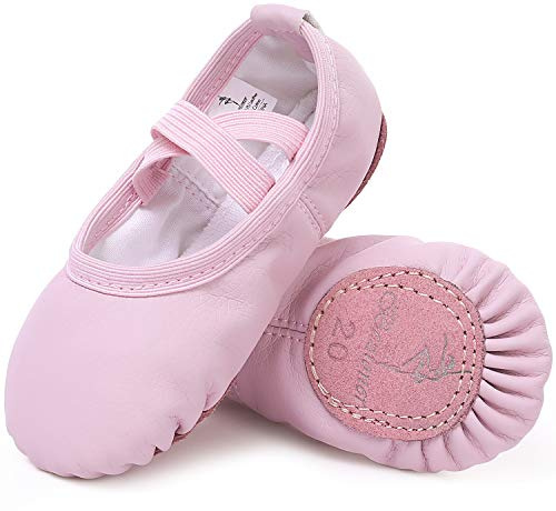 Ballet Shoes Leather Ballet Flats Split Sole Dance Slippers for Girls Toddlers Women Pink 6.5 UK (40 EU)