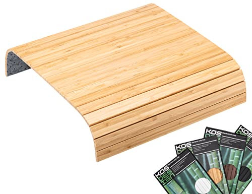 Bamboo Sofatablett für die Armlehne- Anti-Rutsch, Flexibler Sofatisch - Langlebiger Couchtisch mit einem eleganten Design, natürliche Farbe, passt zu jedem Interieur- Sofa Tablett