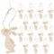 Ostern Anhänger Holz Hasen Kaninchen Figur Holzscheiben mit Loch Baumscheiben Geschenkanhänger Hängende Ostern Dekoration zum Bemalen Basteln mit Schnur Khaki 20 Stück