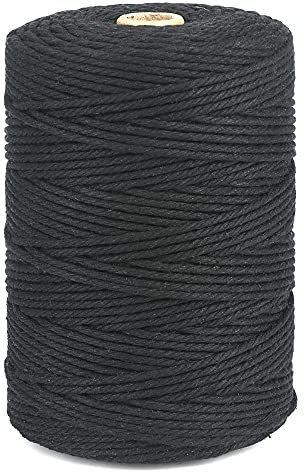 jijAcraft 3MM Black Cotton String Twine, 200M/656ft Cotton Macrame Cord Rope for Decoration Garden Floristry Weaving DIY Crafts Bundling & Wrapping