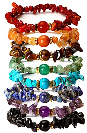 MILAKOO Edelstein Armband Damen Natürliches 7 Chakra Armband Heilenarmband Energie Armband Set