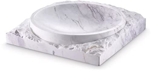 Casa Padrino Luxus Deko Marmor Schale Weiß 30,5 x 30,5 x H. 6 cm - Obstschale aus hochwertigem Marmor - Hotel & Restaurant Deko Accessoires - Luxus Qualität