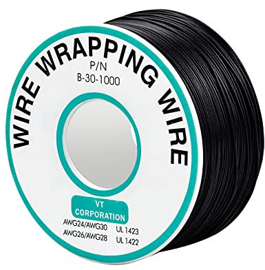 BLUESEABUY 0,25 mm Filo di Rame Singolo Stagnato, 30 AWG Filo di Rame Resistente alle Alte Temperature (Nero)